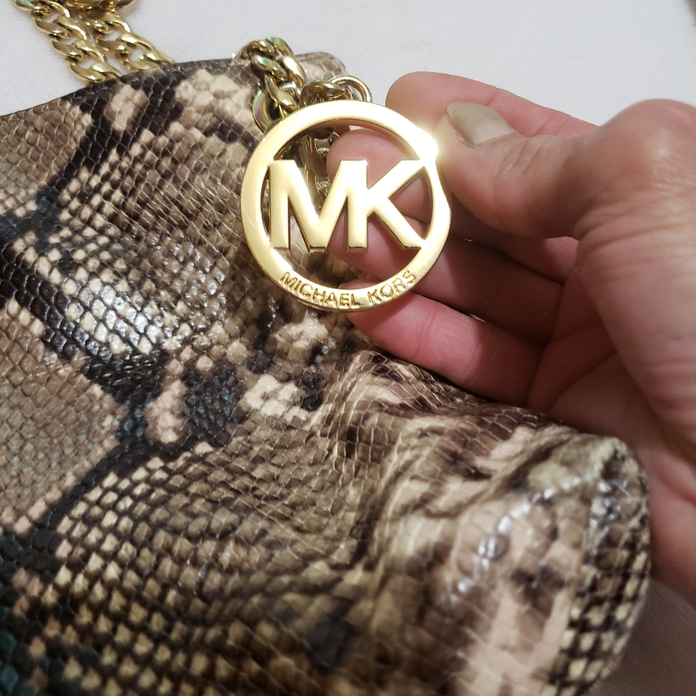 Like New Authentic Michael Kors Python Leather/Ch… - image 3